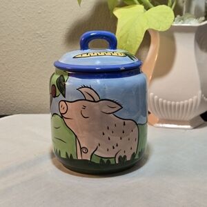 Chaleur Karen Gelff Ceramic Pigs Liddef Canister.
